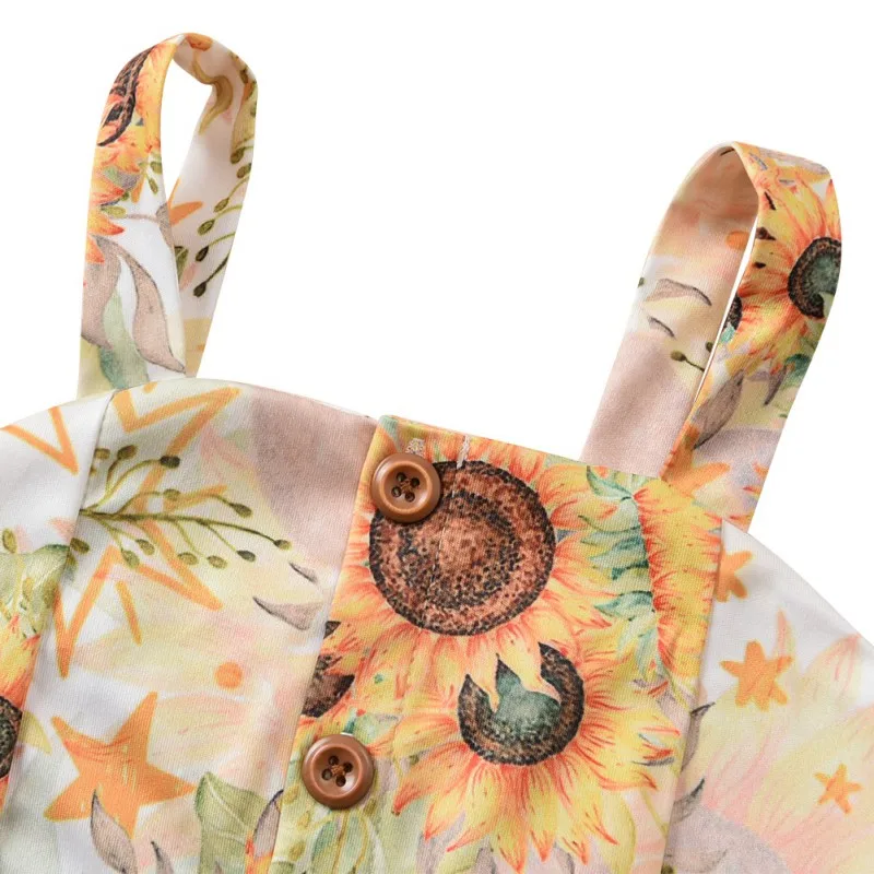 

WEIXINBUY Summer New Baby Girls Clothing Sleeveless Floral Print Sling Vest Tops+Bow Shorts Baby Clothing Outfit 0-24M