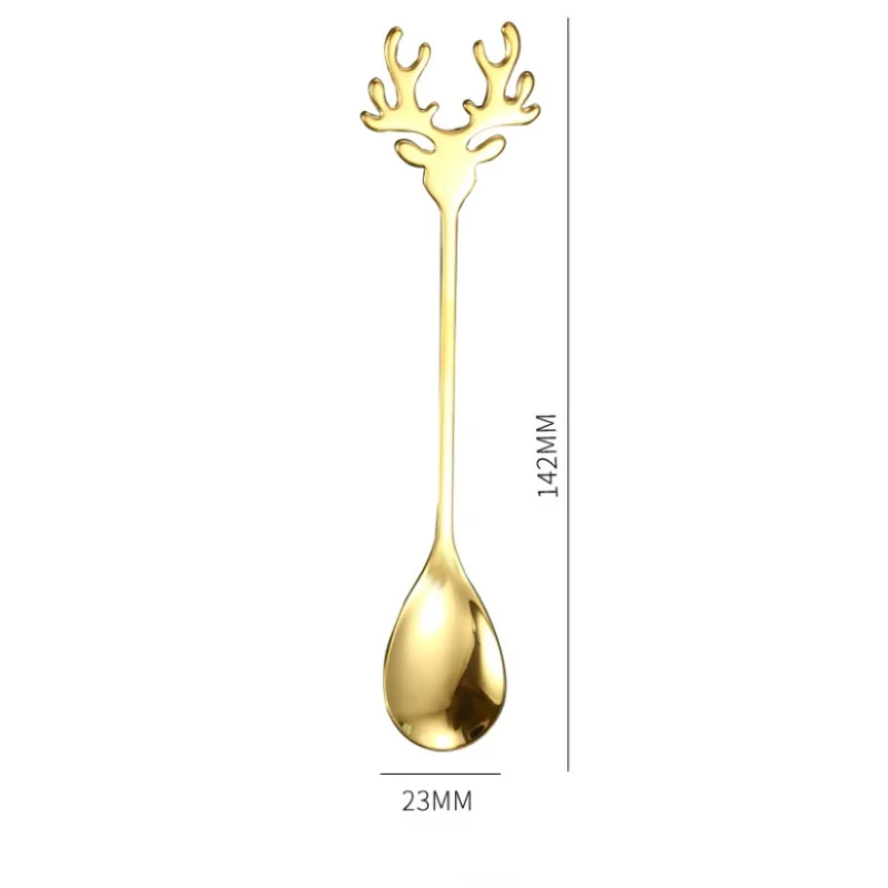Рождественская дизайнерская ложка в виде Санты из нержавеющей стали с оленем