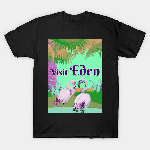 Мужская футболка сад Иден Винтаж путешествия плакат от urban _ Винтажная Футболка