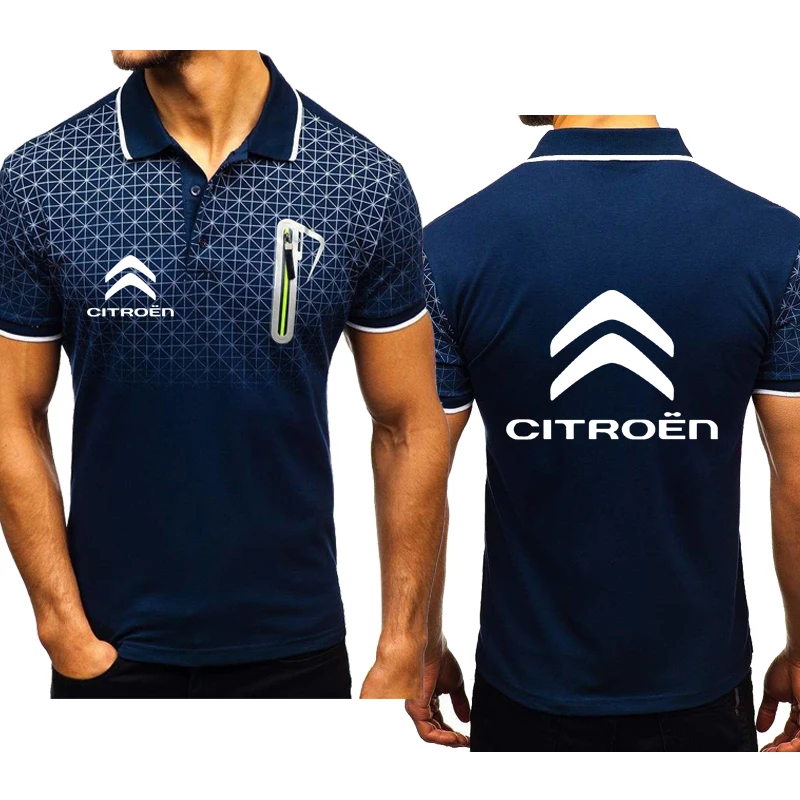 

Summer new Men's tops Citroen Car Logo printing Casual Trend short sleeve Cotton Gradient High Quality Men's polo shirt