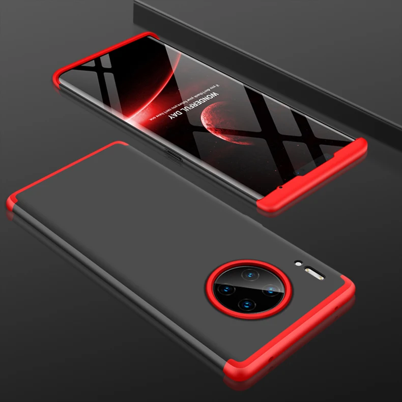 Black Red Защитный чехол для HUAWEI mate 20 30 Lite, чехол для HUAWEI mate 20 30 Pro, роскошный чехол 360, полный корпус, жесткий матовый чехол для задней панели из поликарбоната - Цвет: Black Red