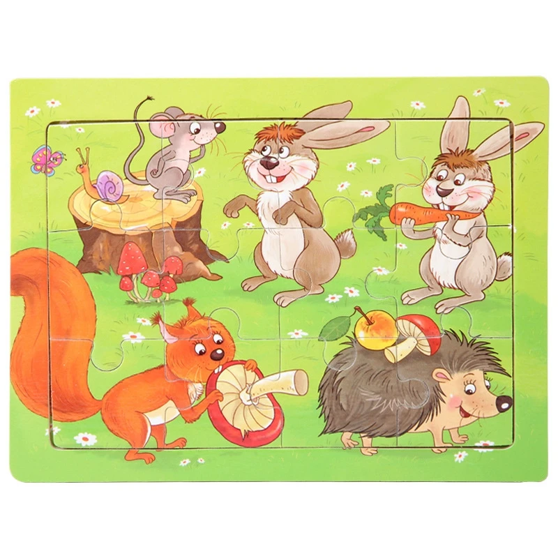 ZMP097-13 Распродажа 9 шт. деревянные головоломки для маленьких детей, ранние занятия, интеллект, Мультяшные животные, мозаика с жирафом, головоломки, деревянные игрушки - Цвет: ZMP097-13