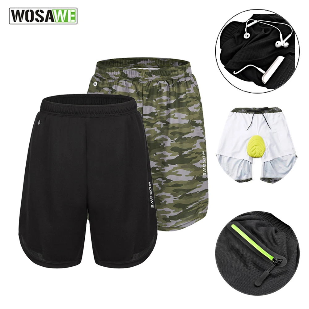 

WOSAWE Men's Cycling shorts Leggings Breathable earphone placement Mountain Road Bike Shorts with Paddeds Cycling Tight shorts