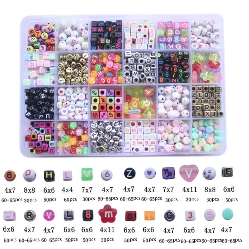 

1200 шт., разноцветные акриловые бусины-буквы алфавита