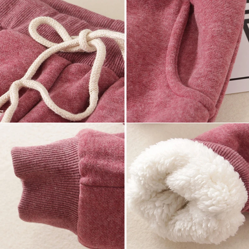 Повседневные женские спортивные штаны зимние теплые кашемировые из овчины для