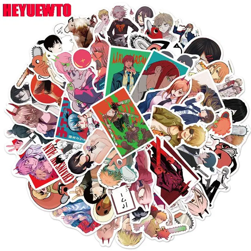 

Наклейки на бензопилу Power Hayakawa Aki Reze Higashiyama Kobeni Stikers, 10/30/50 шт., аниме водонепроницаемые ПВХ наклейки, детские игрушки