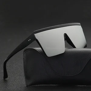 DCM New Oversized Male Flat Top Sunglasses Men Brand Black Square Shades UV400 Gradient Sun Glasses 