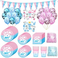 gender reveal girl or boy latex balloons baby shower disposable tableware plate napkin birthday party decor kids favor supplies