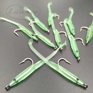 Приманка Lunker Sabiki, оснастка для ловли угрей, светящаяся в темноте, крючком Мягкая приманка