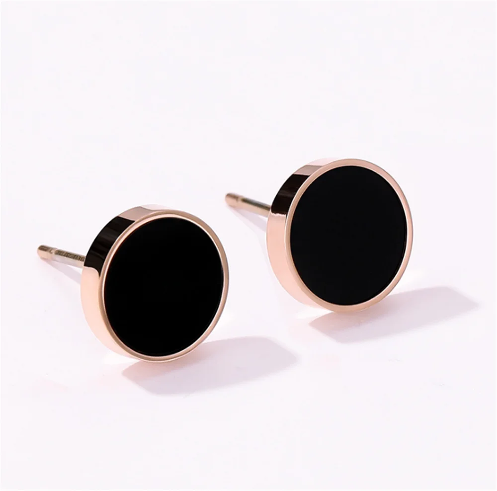 

316L Fashion Personality Earrings Men And Women Size Black Round Stainless Steel No Fade Roman Hook
