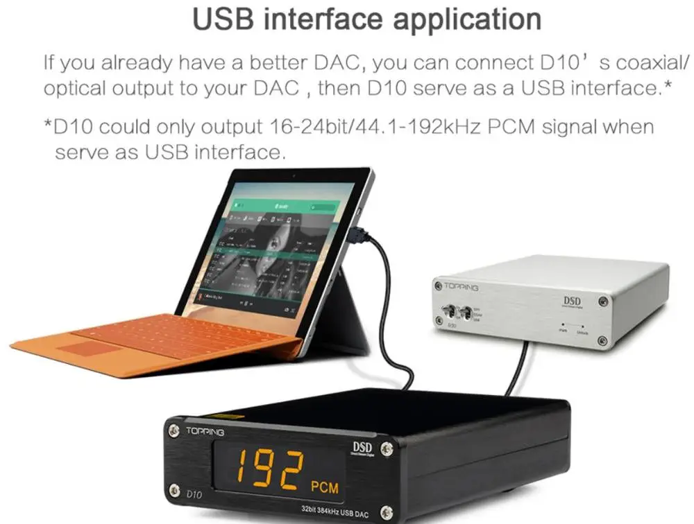 Усилитель звука Topping D10 PCM384 и DSD256 USB DAC ES9018K2M XMOS XU208 OPA2134 линейный выход оптический