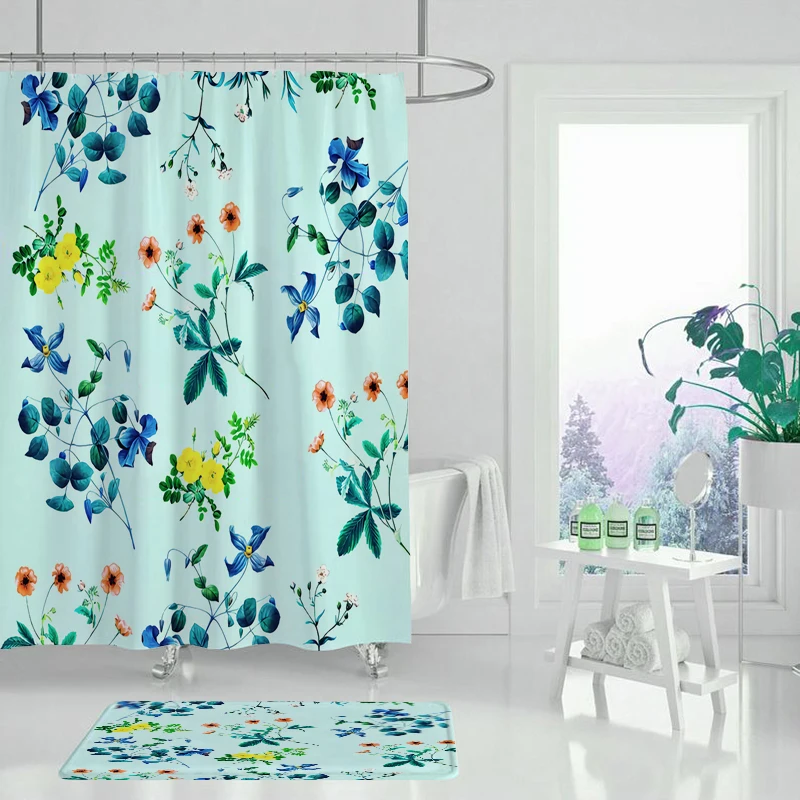 Свежее растение занавеска для душа бамбуковая Ванна лотоса с одной печатью