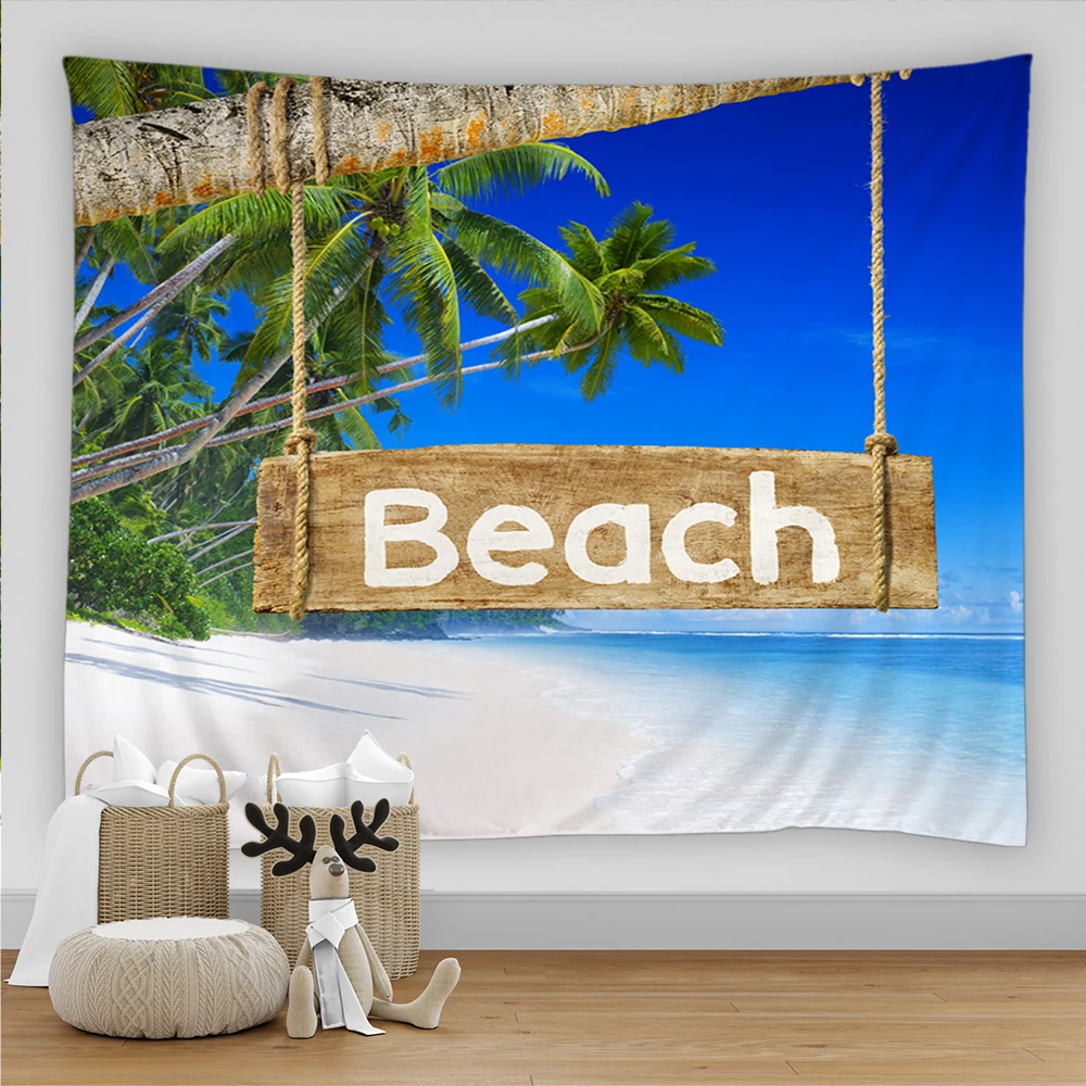 

Tropical Beach Tapestry Northern Europe Style landscape Tapestry Hippie Tapestry Bedroom Decoration Psychedelic Tapestries