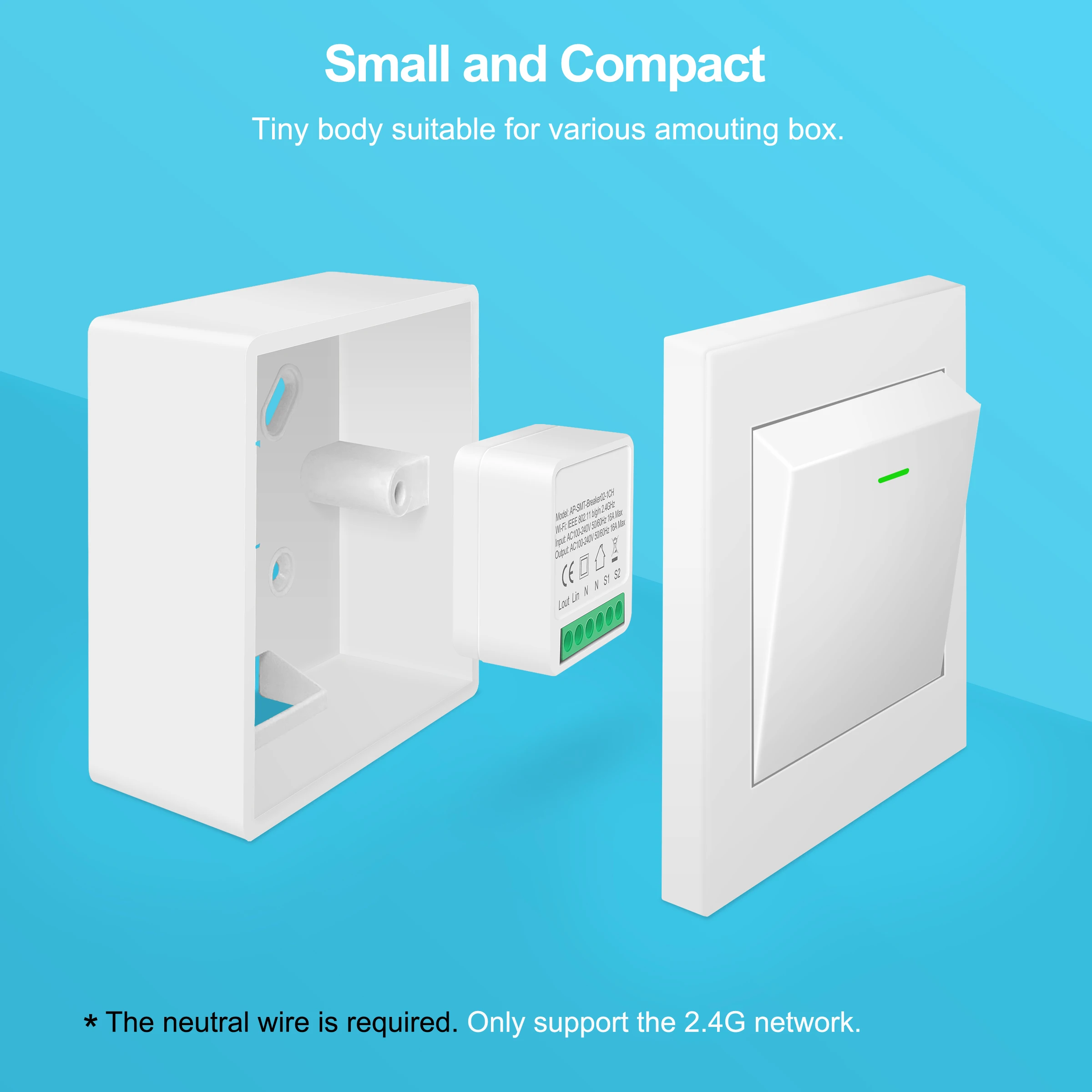 Выключатель AXUS Tuya Mini с поддержкой Wi-Fi 16 А | Обустройство дома