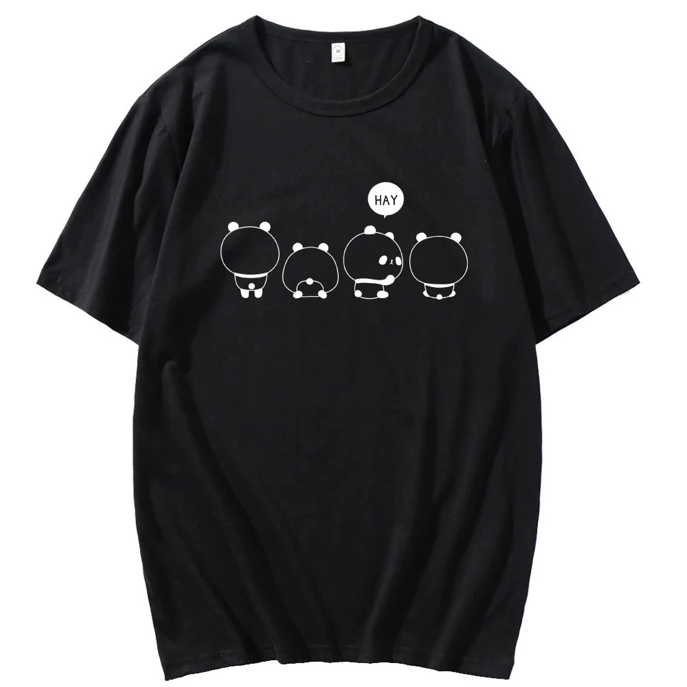 

New Harajuku Men and Women T-shirt Panda Print Cotton T-shirt Casual Women T-shirt Short Sleeve Men T-shirt