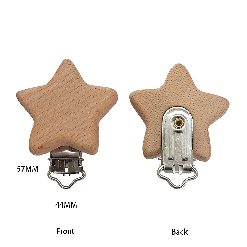Chenkai 50PCS Wood Five-Pointed Star Clip DIY Organic Eco-friendly Nature Unfinished Baby Pacifier Rattle Grasping Accessories | Мать и