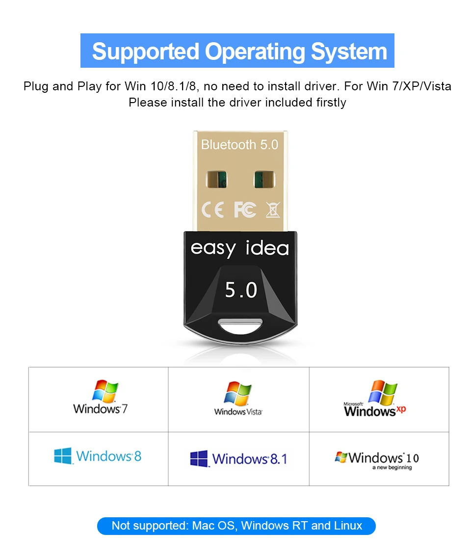 

5.0 Bluetooth Receiver USB Bluetooth Adapter 5.0 Dongle High Speed Transmitter Mini Bluetooth USB Adapter For PC Computer Laptop