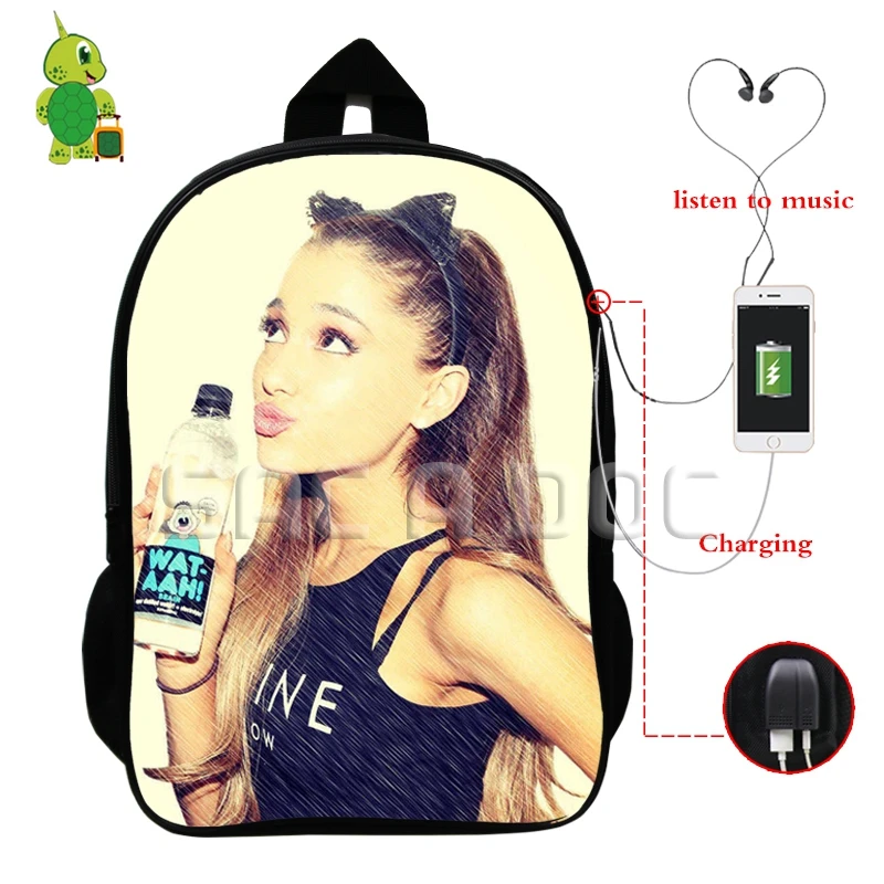 Ariana большая сумка-рюкзак знаменитая звезда Многофункциональный usb зарядка Разъем для наушников школьные сумки для подростков женщин мужчин повседневные дорожные сумки - Цвет: 9