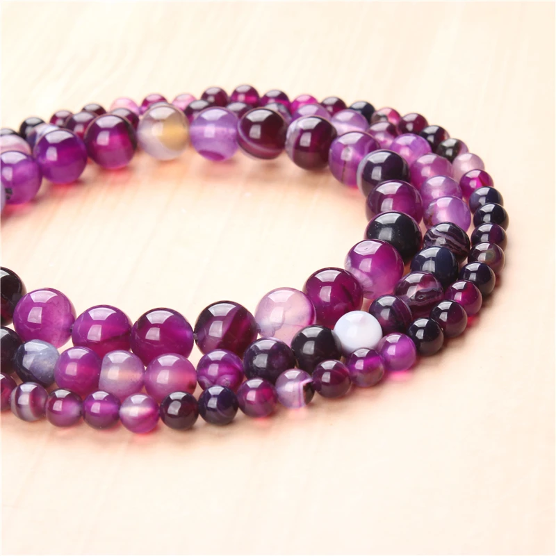 

Natural Purple Striped Agate 6/8/10/12mm Bead Round Bead Spacer Jewelry Bead Loose Beads For Jewelry Making DIY Bracelet