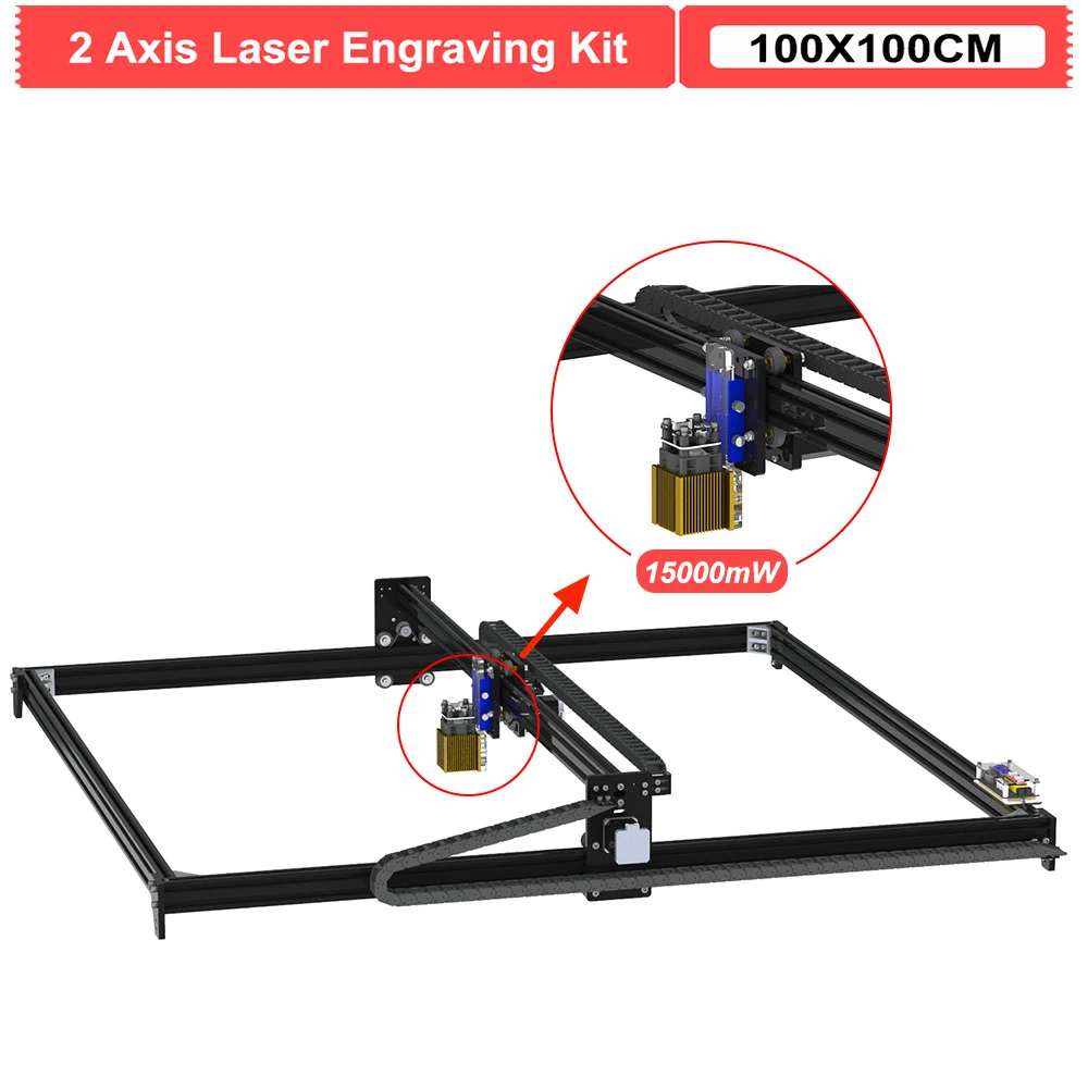 

15000mW 100*100CM 2 Axis 15W Wood Laser Engraving Machine Desktop DIY Engraver Cutter Wood Router Kit