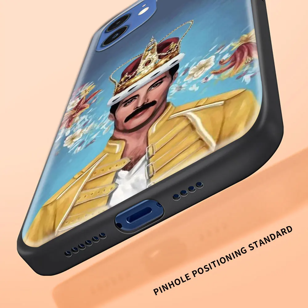 

Phone Case For iPhone 11 Pro 12 Pro Max XR 7 8 SE 2020 X XS Max 6 7 8 Plus Luxury Black Shell Cover Queen Freddie Mercury