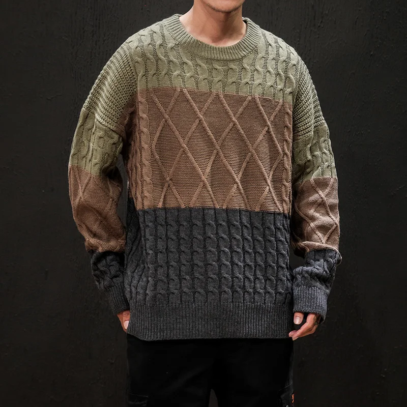 Толстый зимний свитер для мужчин теплый Модный трикотажный пуловер популярного