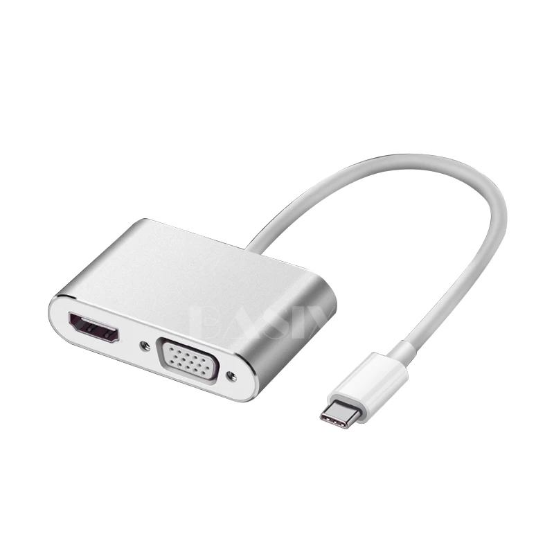 2in1 type c hdmi vga Basix USB C концентратор USB-C к HDMI VGA адаптер Thunderbolt 3 тип-c PD TF 3,5 мм считыватель слот USB3.0 концентратор для MacBookPro huawei P20 Pro - Цвет: 2in1 type c hdmi vga