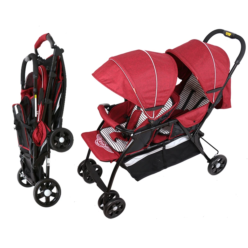 Легкая двойная детская коляска двойное сиденье дорожная четырехколесная 5