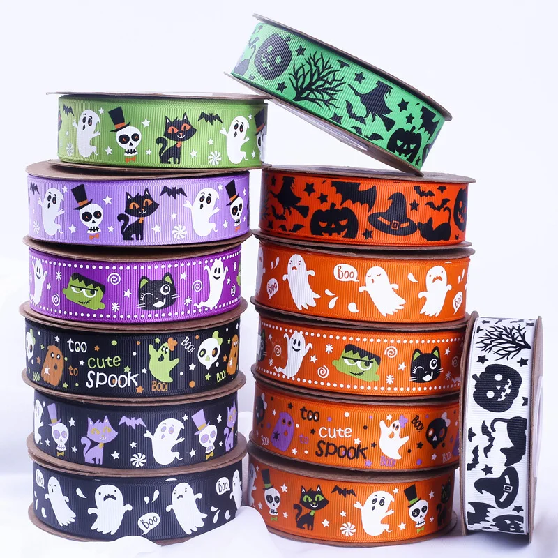 Шелковая лента для Хэллоуина 25 мм 10 ярдов упаковка букета сделай сам сатиновые