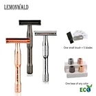 Бритва lemonwalt Экологичная для мужчин и женщин, безопасная бритва с двойными лезвиями, 5 лезвий, металлическая, безопасная