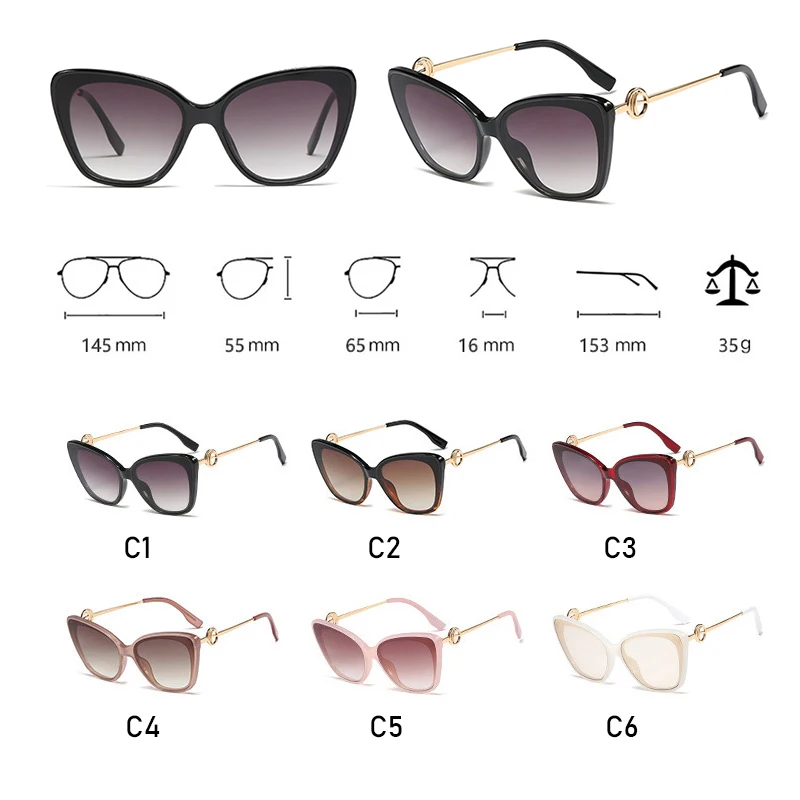 

Sexy Cat Eye Sunglasses Women Luxury Brand Design Shades Vintage Metal New Big Frame Oculos Feminino Travel Driving Gafas De Sol