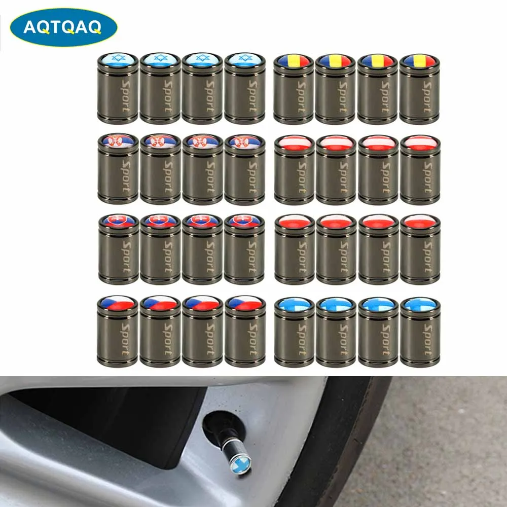 

4Pcs/Set Alloy New Sport Tire Valve Stem Cap National Flag Style Pattern Tire Wheel Stem Air Valve Caps for Autos Cars