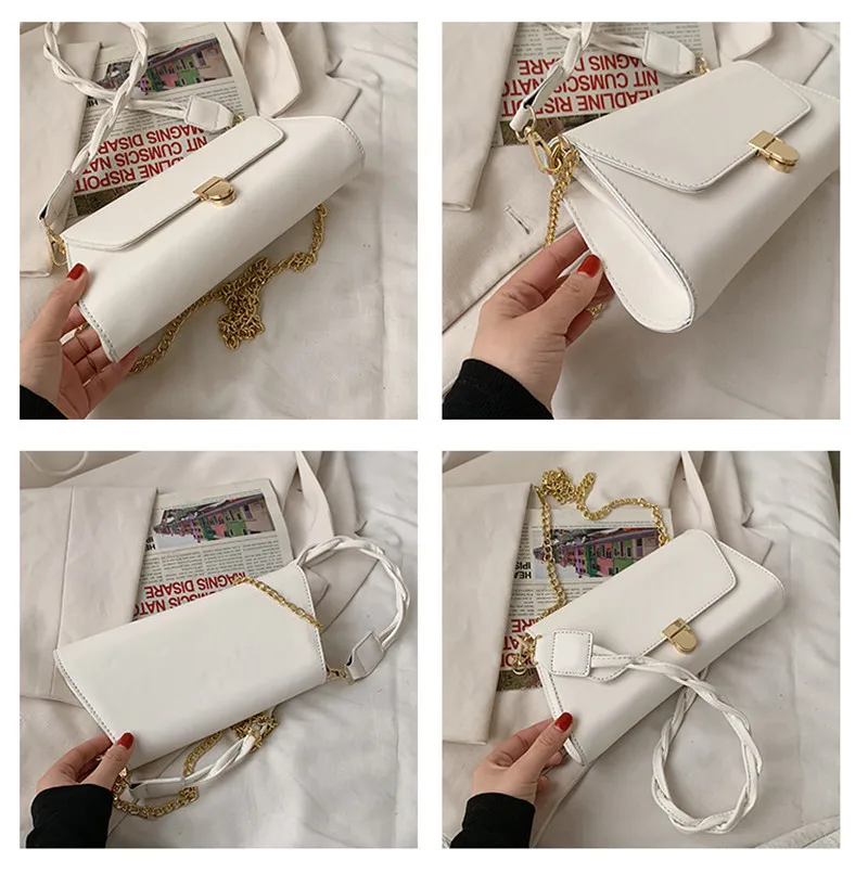 Solid Color PU Leather Shoulder Bags For Women 2022 Lock Handbags Small Travel Hand Bag Lady Fashion Bags