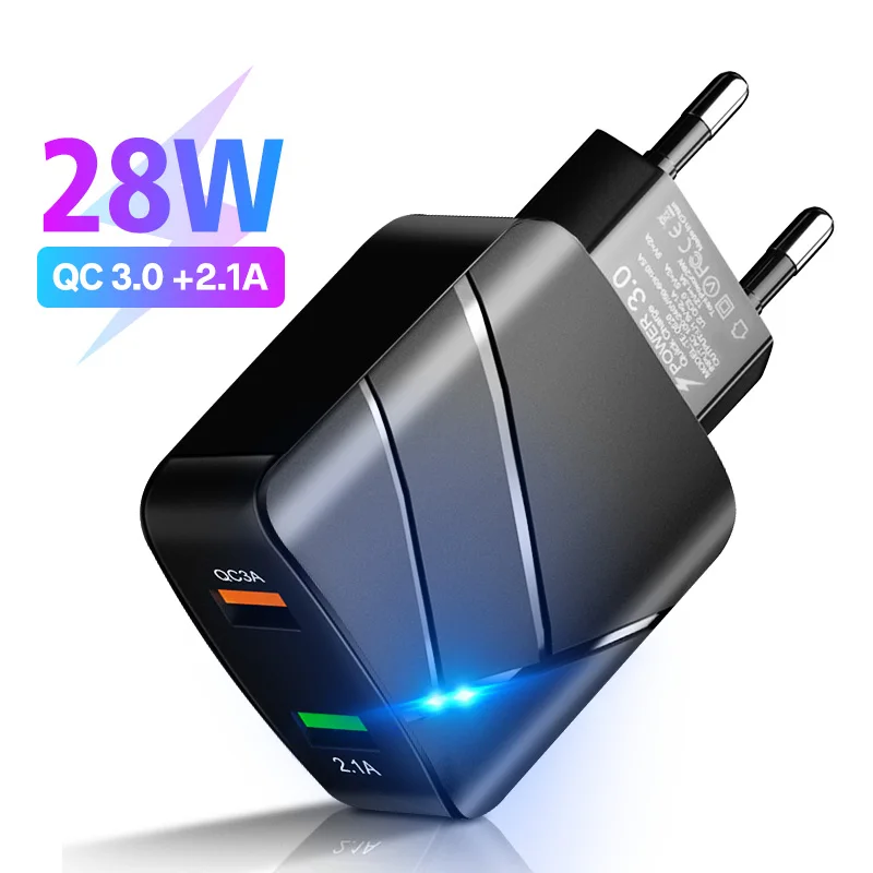 Сетевое зарядное устройство FONKEN с двумя USB-портами и поддержкой быстрой зарядки |