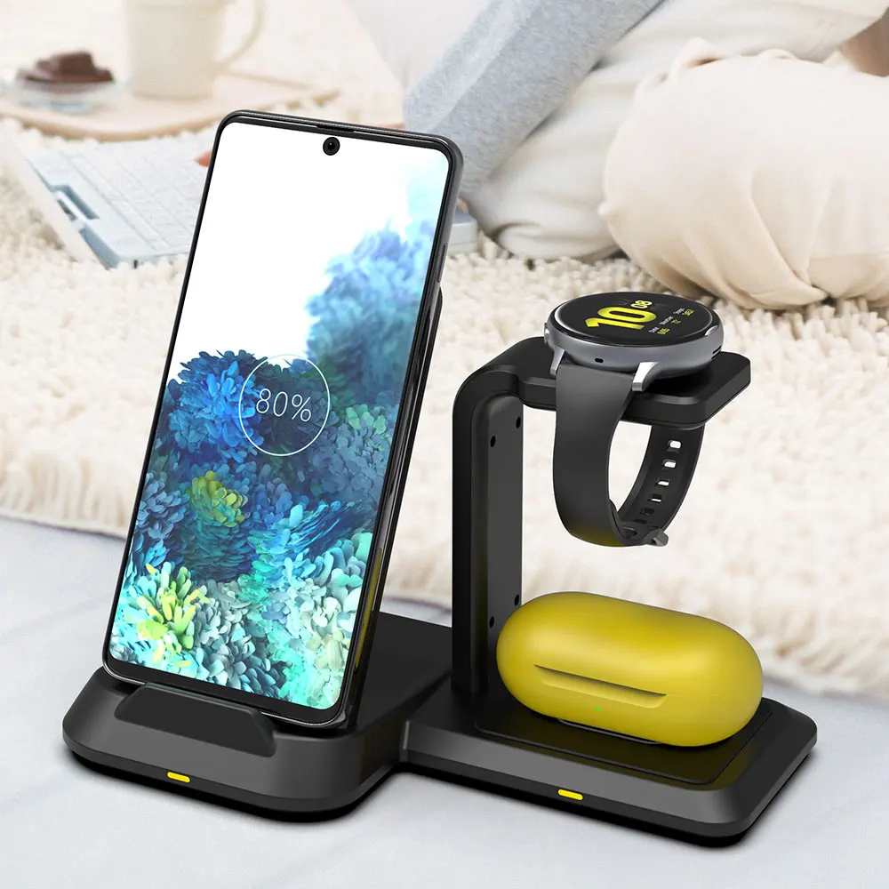 

10W 3 in 1 Wireless Charger Fast Charging for iPhone 11 Pro XS For Samsung Galaxy Watch 4 S3 S5 Galaxy Buds Charger Dock Station