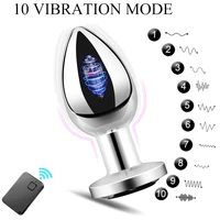metal 10 frequency vibrating male prostate massager remote control stainless steel anal plug butt sex shop toys vibrator for men