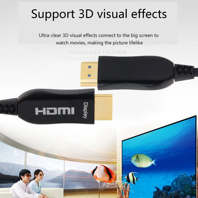 

New 15M Fibre Optic Hdmi Cable High Speed Wire Computer Display Sn Connecting Line Optical Fiber 4K 60Hz 2.0 Video Cable