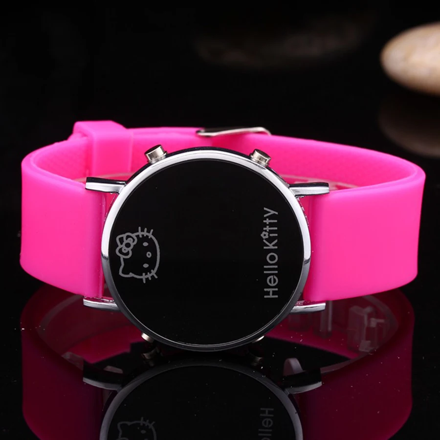 Новые красные часы hello kitty для детей, Мультяшные Детские дамские наручные часы, спортивные часы, повседневные светодиодный цифровые часы