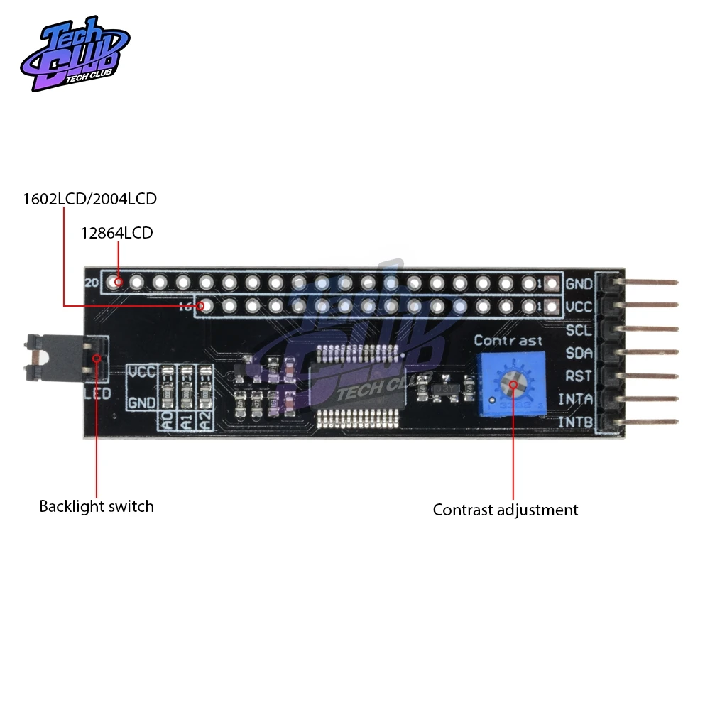 MCP23017 5V расширитель 1602/2004/12864 ЖК-модуль драйвера I2C IIC последовательный интерфейс