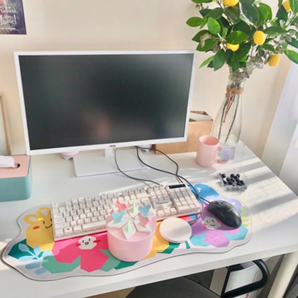 

Big Flower Mousepad for Girls or PC Gamer,Thicken and Soft Laptop Mats( Keyboard/ Desk) with Spring Plant Pattern