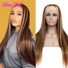 ShineFull бразильские прямые волосы #427 яркие цветные человеческие волосы парики Омбре 13x4 кружевной фронтальный Парик HD прозрачный кружевной парик