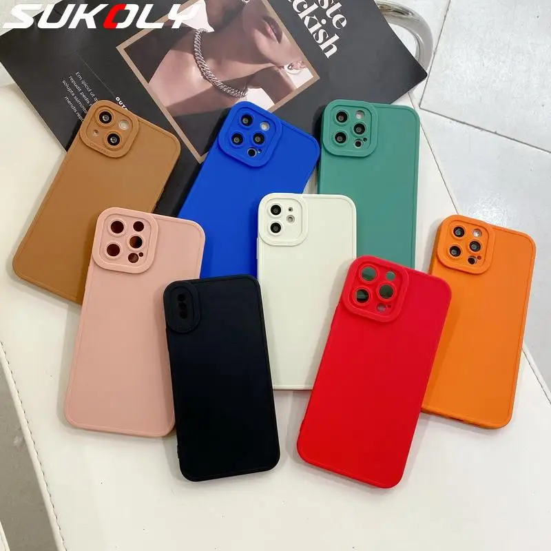 

Shockproof Camera Protection TPU Case For iPhone 13 Pro Max Luxury Soft Matte Phone Cover iPhone 12 11 XS XR X 7 8 Plus SE 2020