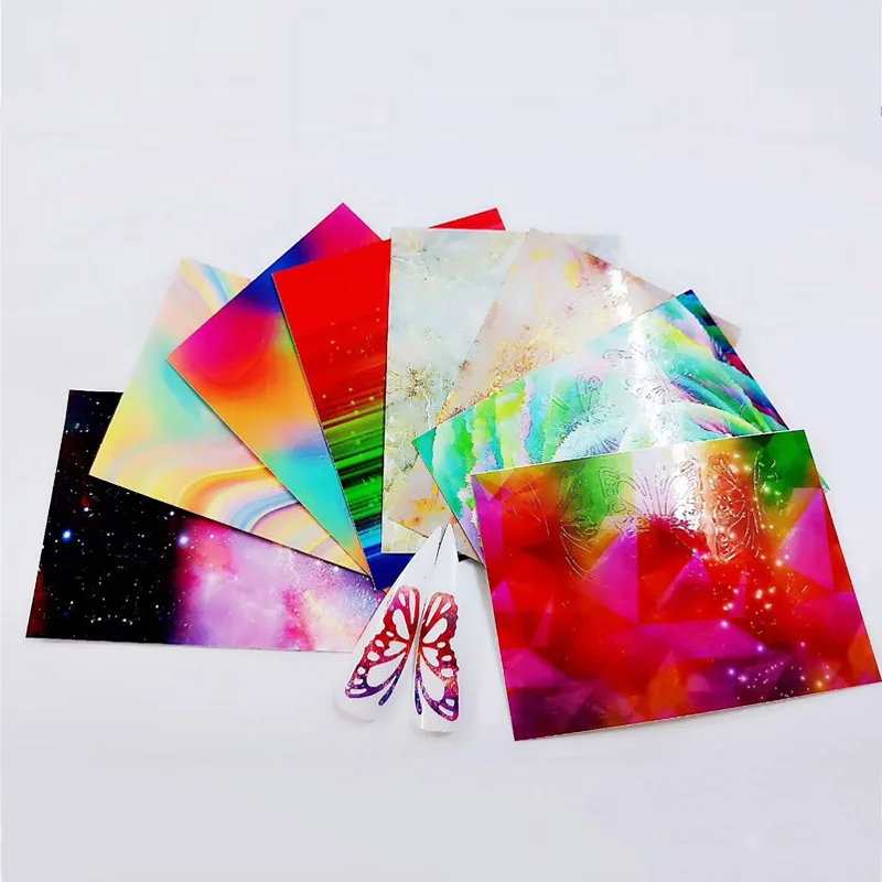 

8pcs/set Nail Stickers Slider Butterfly Flower Lotus DIY Floral Designs Watertransfer Tattoo for Wraps Decals Manicure Nail Art