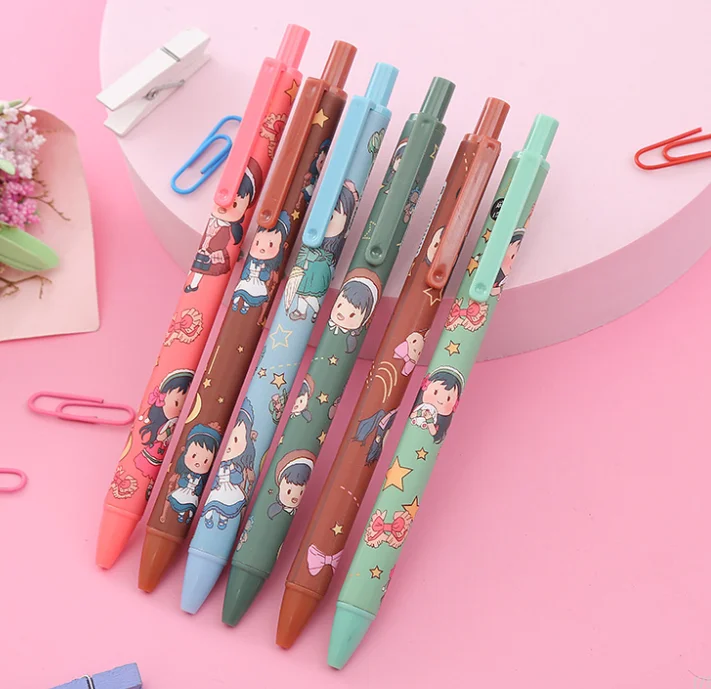 

1PC Beautiful Girl Gel Pen Retro Series Gel Pen Convenient for Students Smooth Writing Stationery (SS-1065)