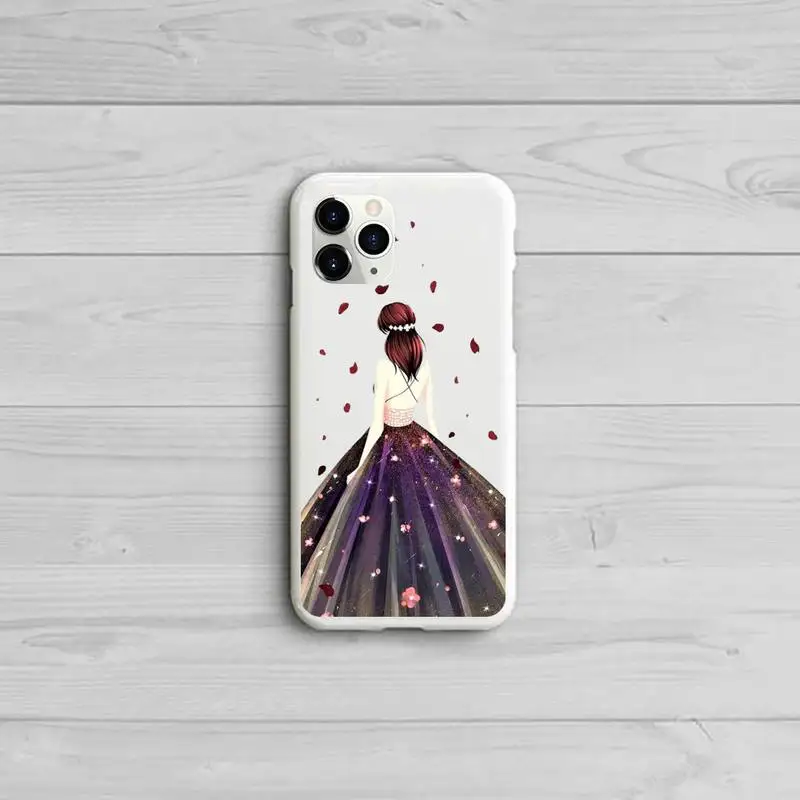 

Dress wedding girl Phone Case Candy Color White for iPhone 11 pro XS MAX 8 7 6 6S Plus X 5S SE 2020 XR