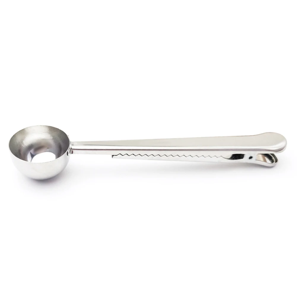 

1 pcs Home Stainless Steel Coffee Scoop With Clip Tea Coffee Measuring Scoop Multifunctional Bag Sealing Clip Kitchen Tools