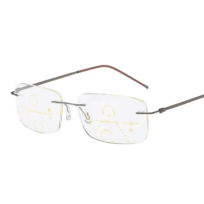 

Ultralight Rimless Progressive Multifocal Reading Glasses Men Women Anti Blue Rays Presbyopic Eyeglasses Hyperopia Eyewear +2.0