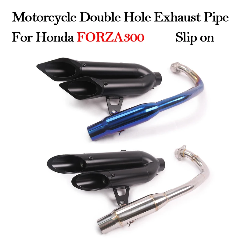 

Slip on Motorcycle Exhaust Pipe Muffler Double Holes With Modified Middle Front Link Pipe For Honda FOR300 2018 2019 Years