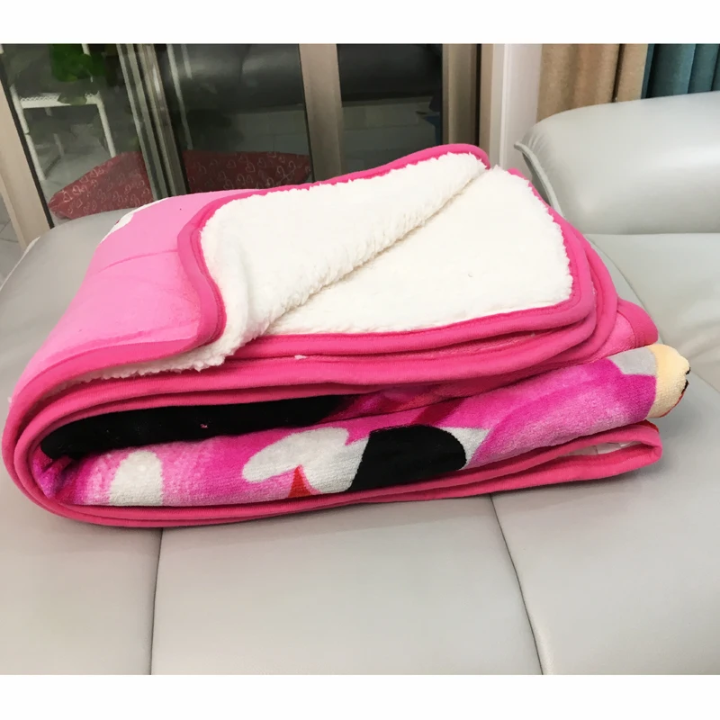 Disney Double Layered Mickey Minnie Mouse Sherpa Thick Warm Blanket Throw for Girls Kids on Bed Sofa 150x200cm Flatsheet Winter