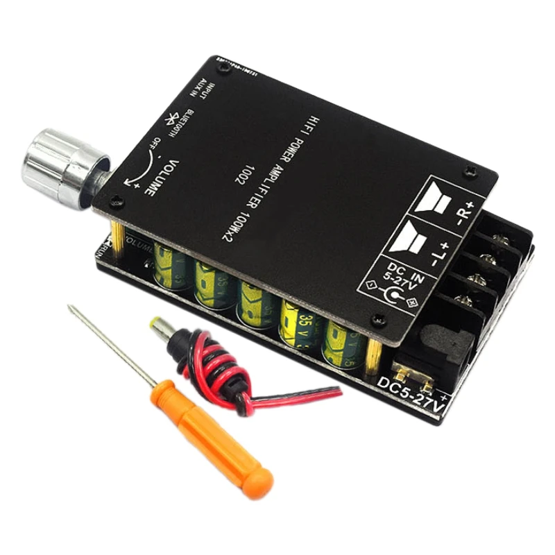 

Power Amplifier Board HIFI 2.0 Stereo Bluetooth Digital Power Amplifier Board TPA3116D2 100Wx2 with Knob